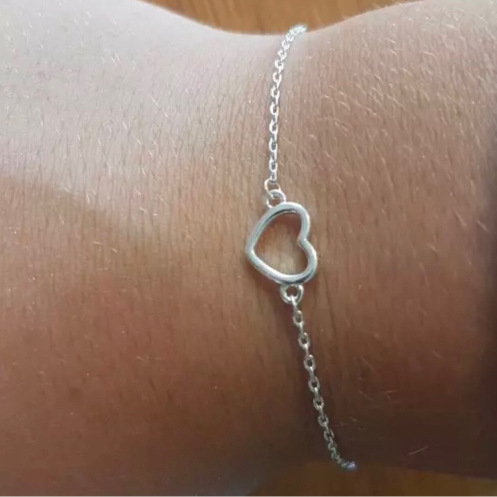 Sterling Silver Heart Link Bracelet